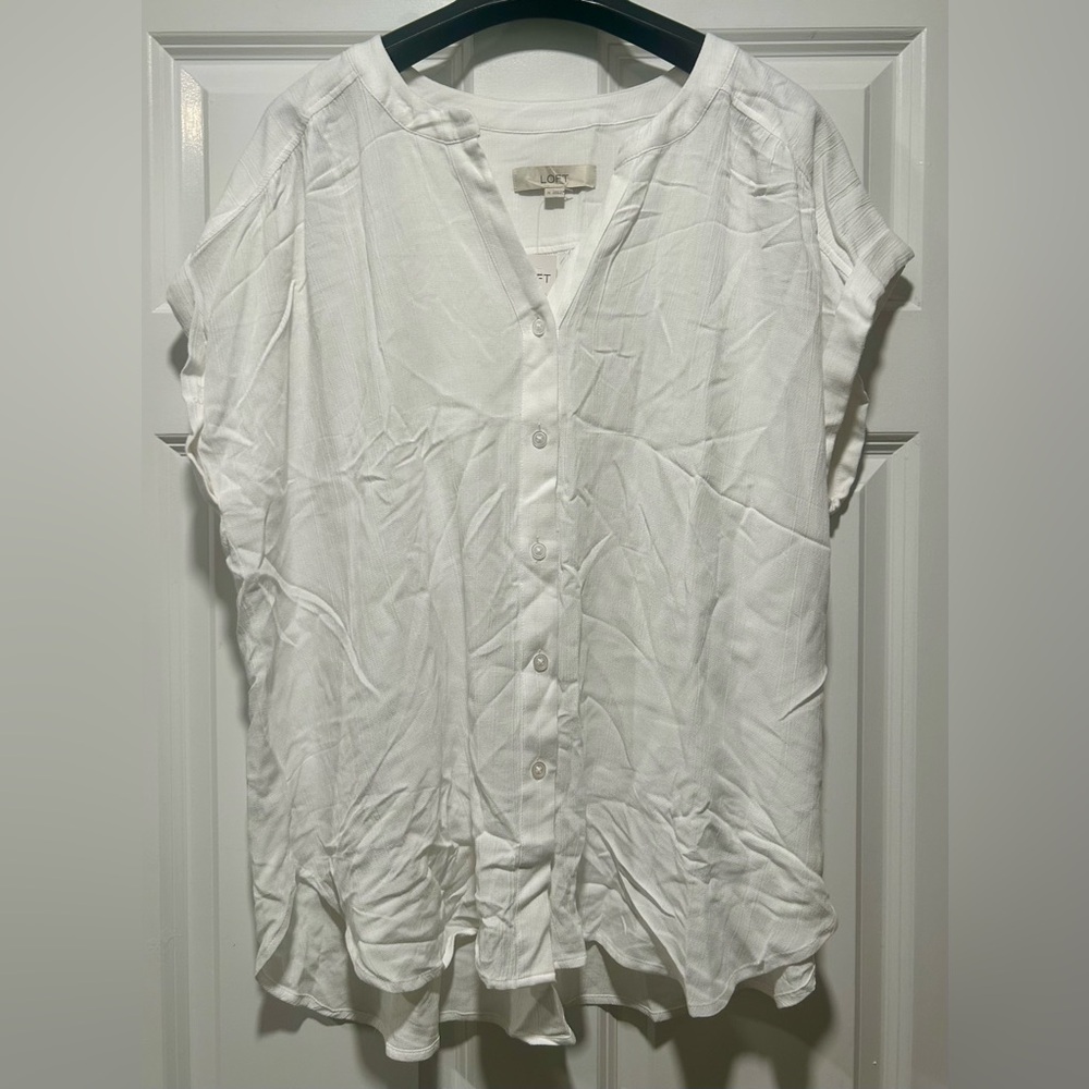 LOFT Classic White Button-Down Shirt